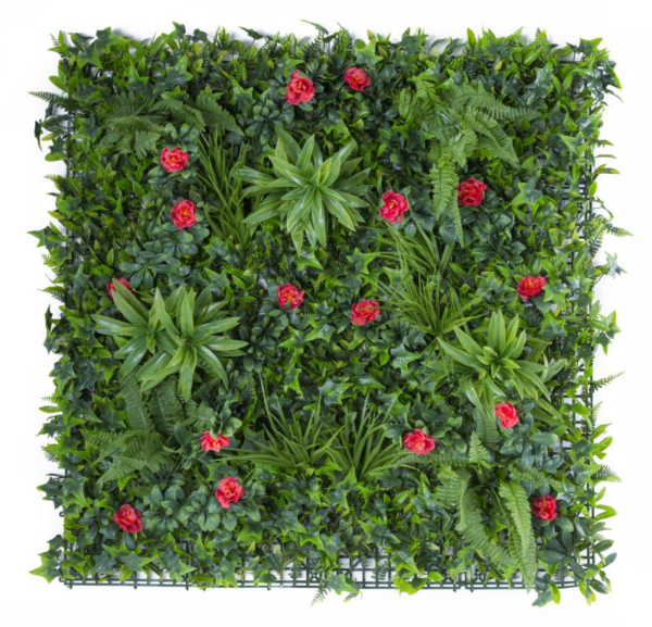 Artificial Green Wall - Red Rose Mix Price per Square Meter